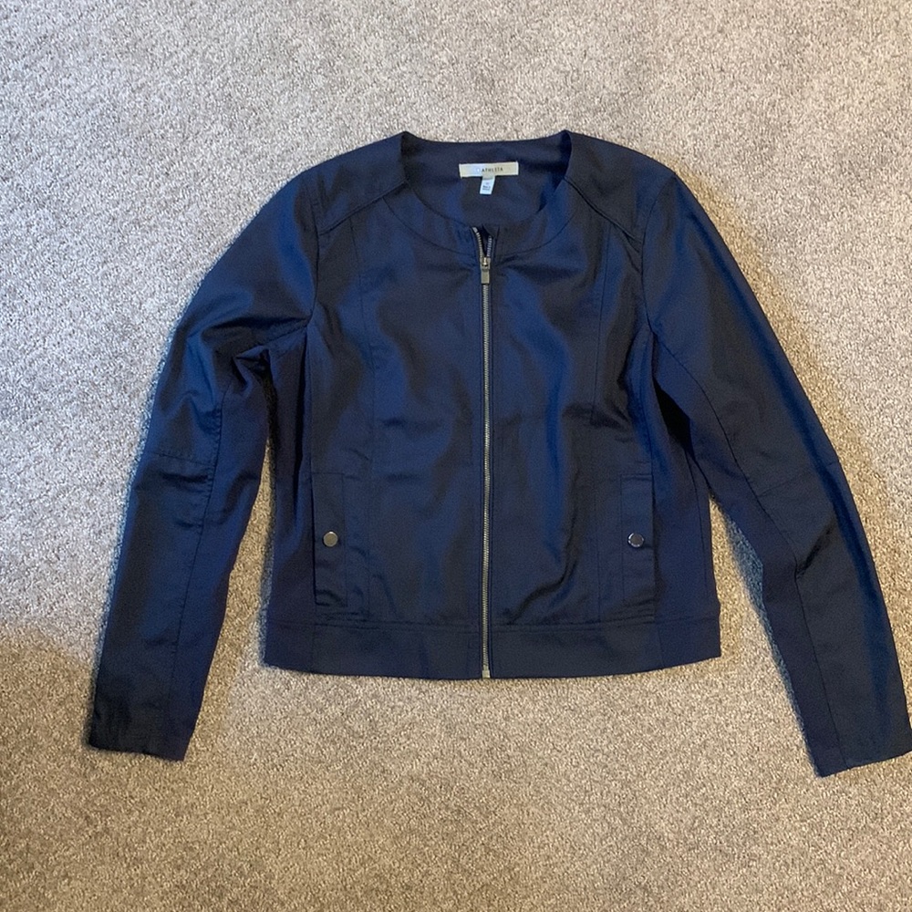 Athleta Moto Full Zip Jacket Navy Blue Size M